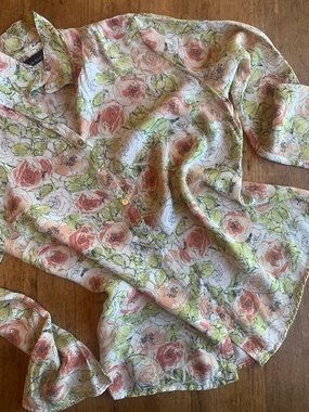 cut loose Peach Pink & Green Floral Button-Down Shirt